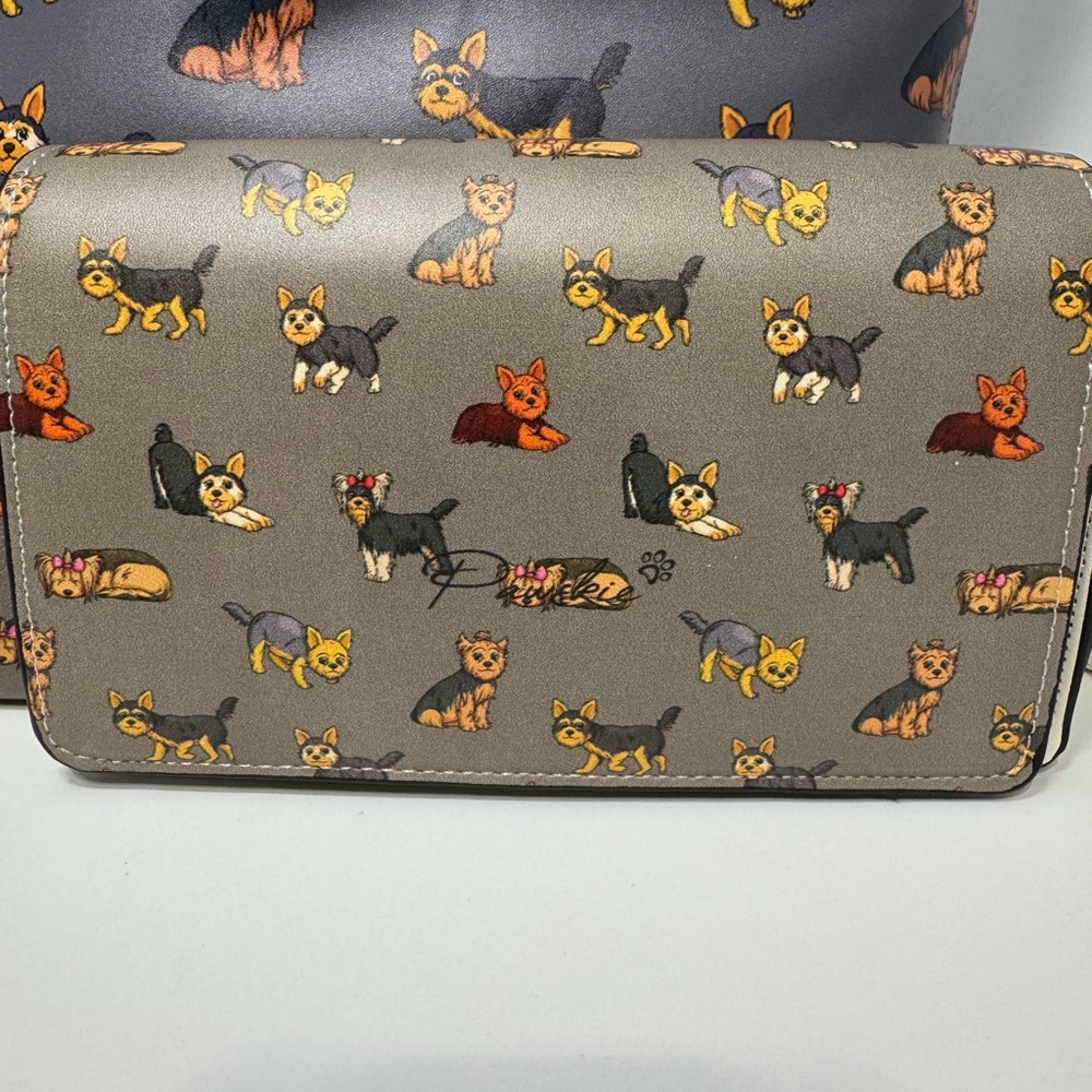 Lerue L Yorkie Terrier Handbag Tote Cute Dogs Lined Grat With Purse And Wallet - Picture 3 of 14
